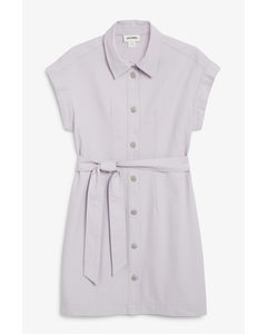 Mini Denim Shirt Dress Lilac