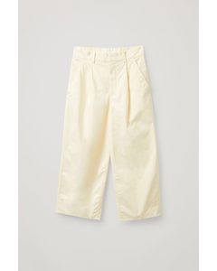 High-waisted Cotton Trousers White