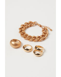 Bracelet And Rings Gold-coloured