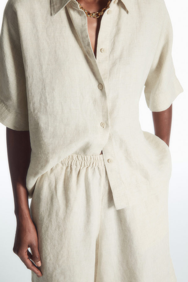 COS Elasticated Linen Shorts Stone