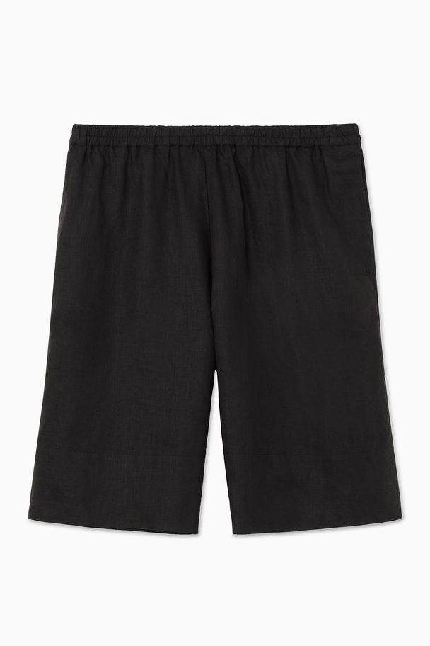 COS Elasticated Linen Shorts Black