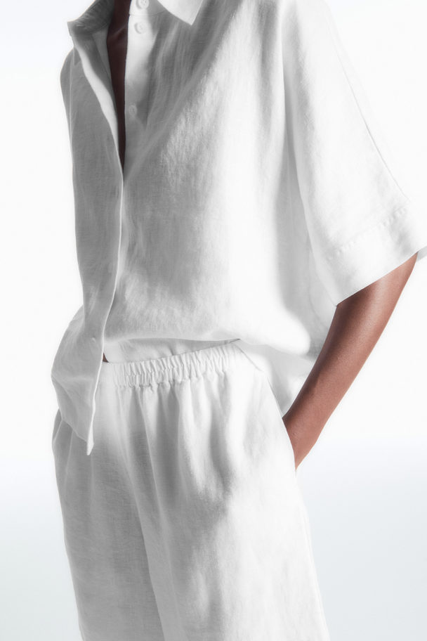 COS Elasticated Linen Shorts White