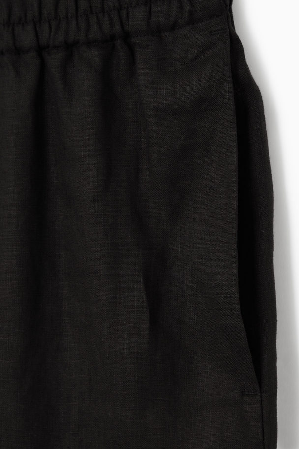 COS Elasticated Linen Shorts Black