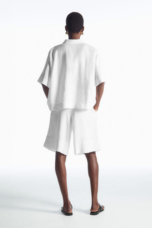 COS Elasticated Linen Shorts White