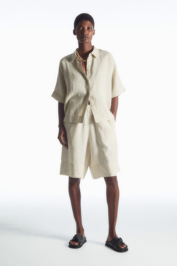 COS Elasticated Linen Shorts Stone