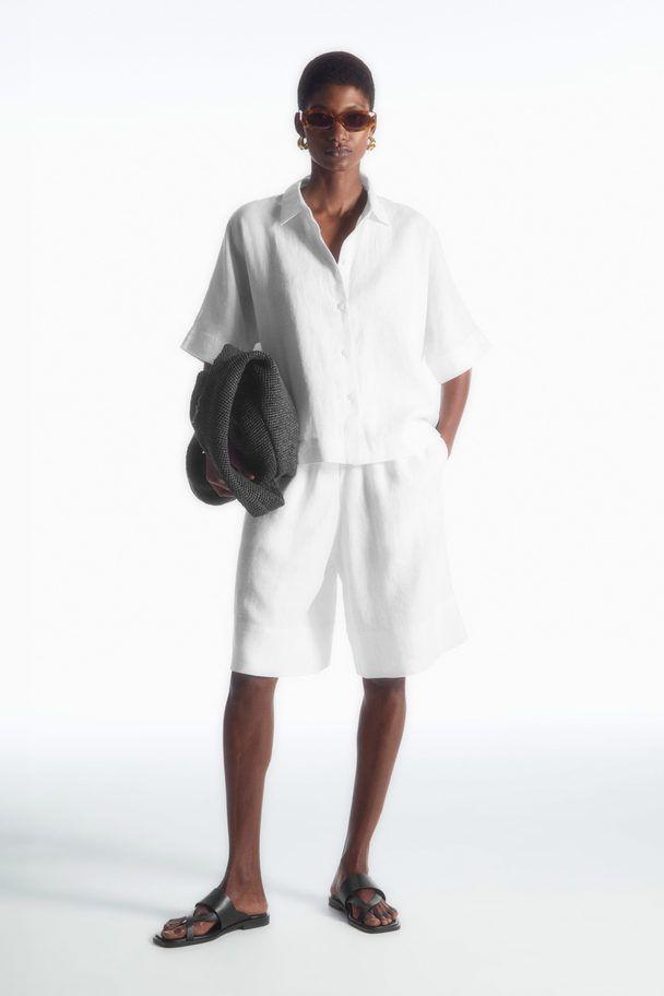 COS Elasticated Linen Shorts White