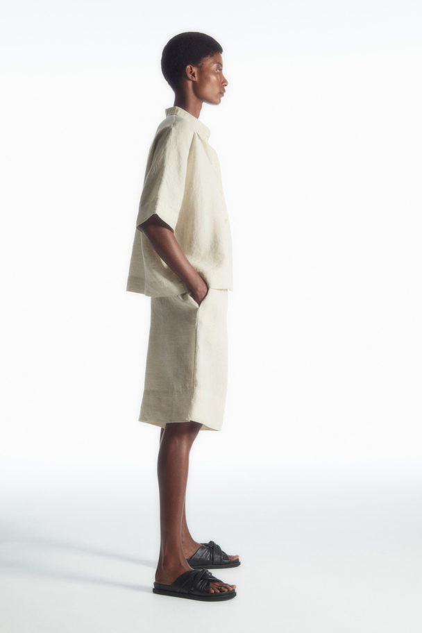 COS Elasticated Linen Shorts Stone