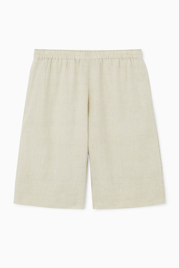 COS Linneshorts Med Elastisk Midja Stenfärgad