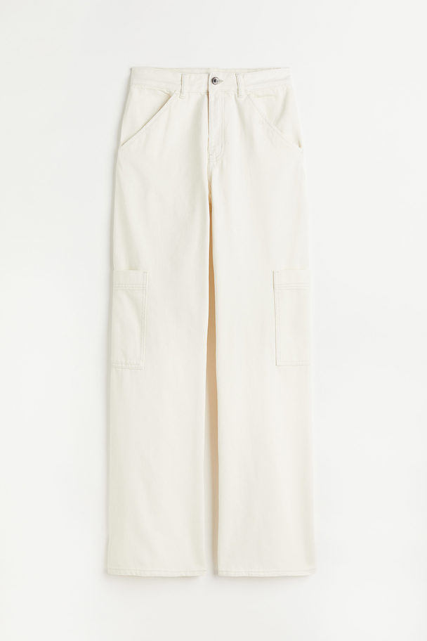 H&M Weite Cargohose Weiß