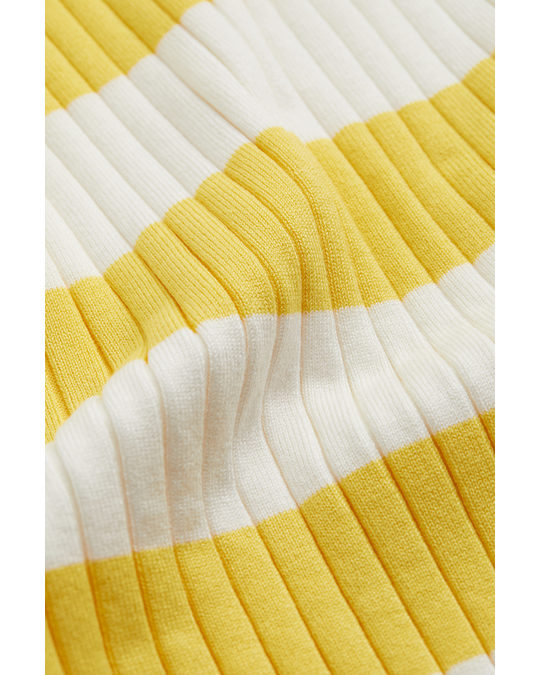 H&M Fine-knit Dress Yellow/white Striped