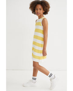 Fine-knit Dress Yellow/white Striped