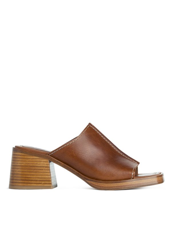 ARKET Chunky Leather Mules Cognac