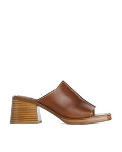 Chunky Leather Mules Cognac