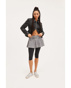 Short Bow Detail Mini Skirt Black & White Check