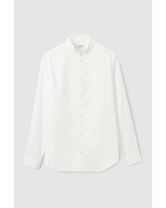Regular-fit Grandad-collar Shirt White