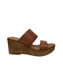 Draco Light Brown Leather Platform Sandal With Engraving