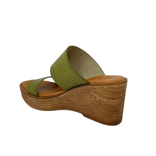 Liberitae Draco Green Leather Platform Sandal With Engraving