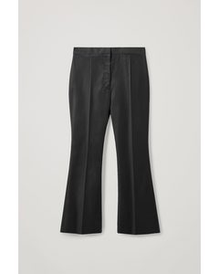 High-waisted Wool Flared Trousers Black