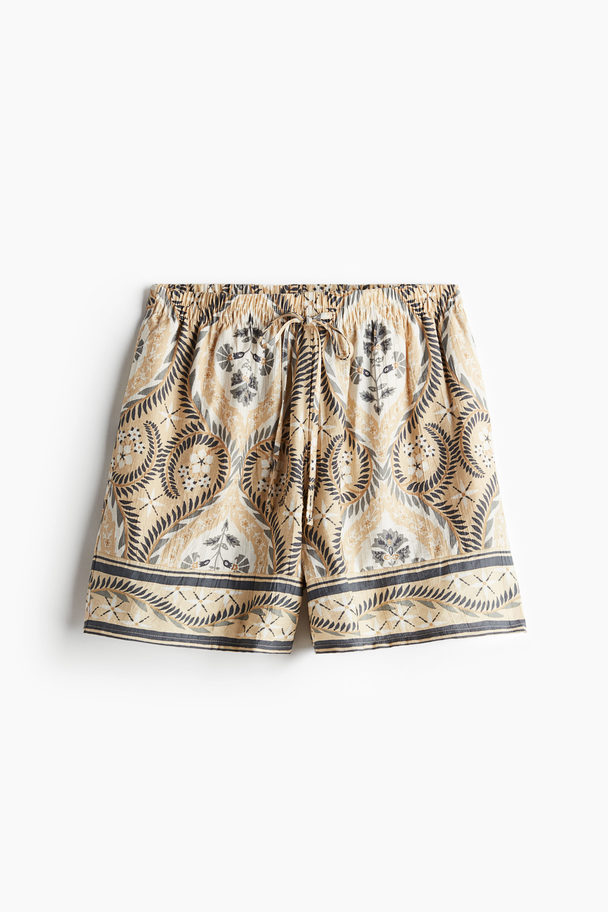 H&M Schlupfshorts Beige/Gemustert