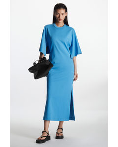 Draped-sleeve Midi Dress Bright Blue