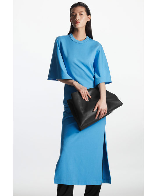 COS Draped-sleeve Midi Dress Bright Blue