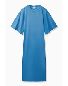 Draped-sleeve Midi Dress Bright Blue