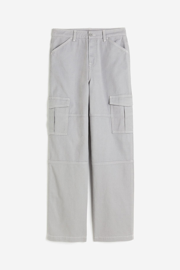 H&M Twill Cargo Trousers Light Grey