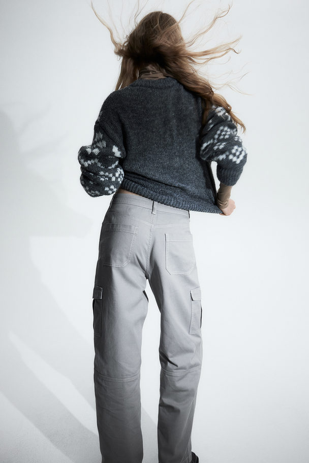 H&M Twill Cargo Trousers Light Grey
