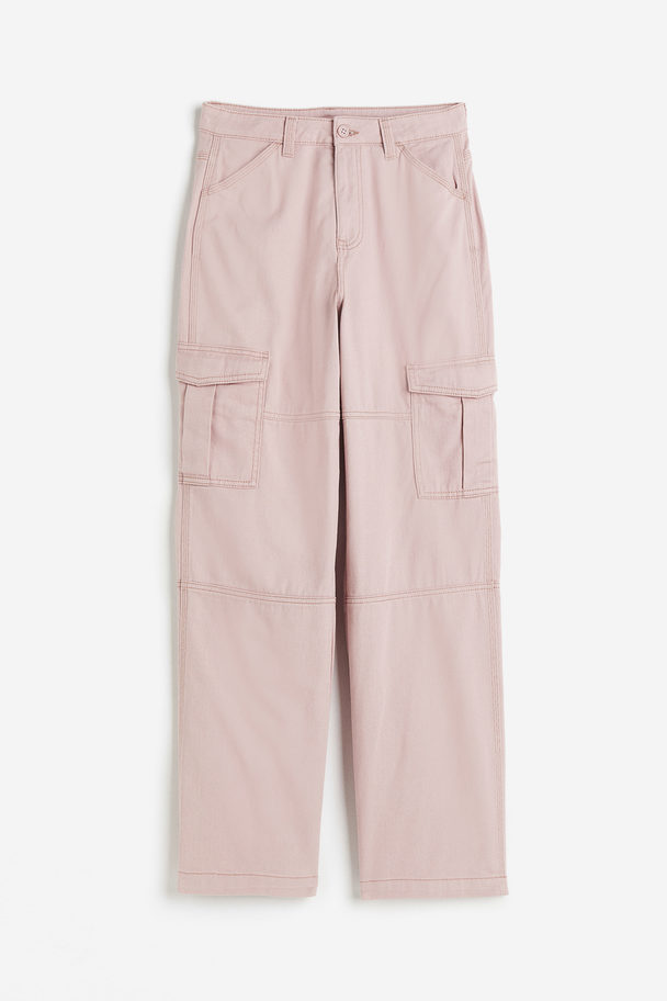 H&M Twill Cargo Trousers Dusty Pink