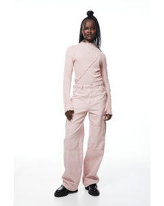 Twill Cargo Trousers Dusty Pink