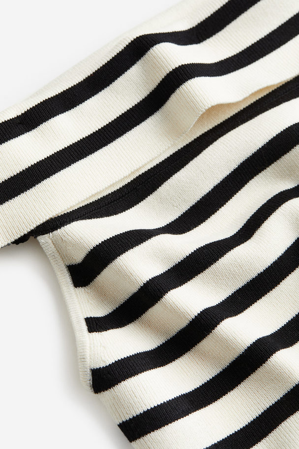 H&M Ermeløs Off Shoulder-topp Cream/sort Stripet