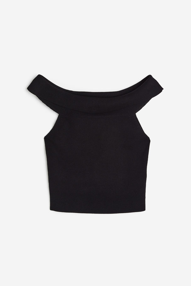 H&M Sleeveless Off-the-shoulder Top Black