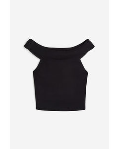 Sleeveless Off-the-shoulder Top Black