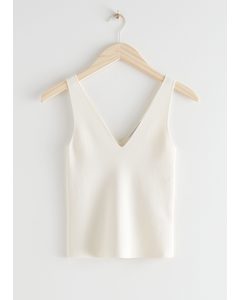 Rib Knit Tank Top White