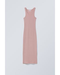 Close Fitted Jersey Dress Dusty Rose