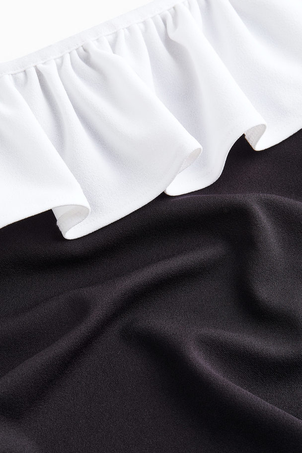 H&M Flounced Off-the-shoulder Dress Black