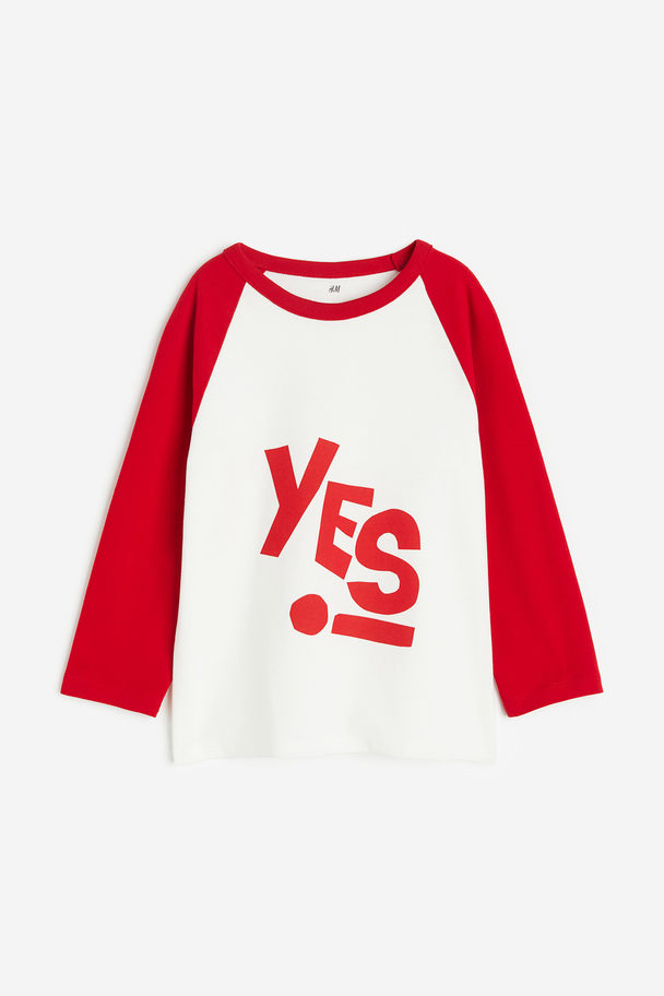 H&M Long-sleeved Raglan T-shirt Red/yes!