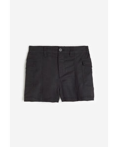 Linen-blend Cargo Shorts Black
