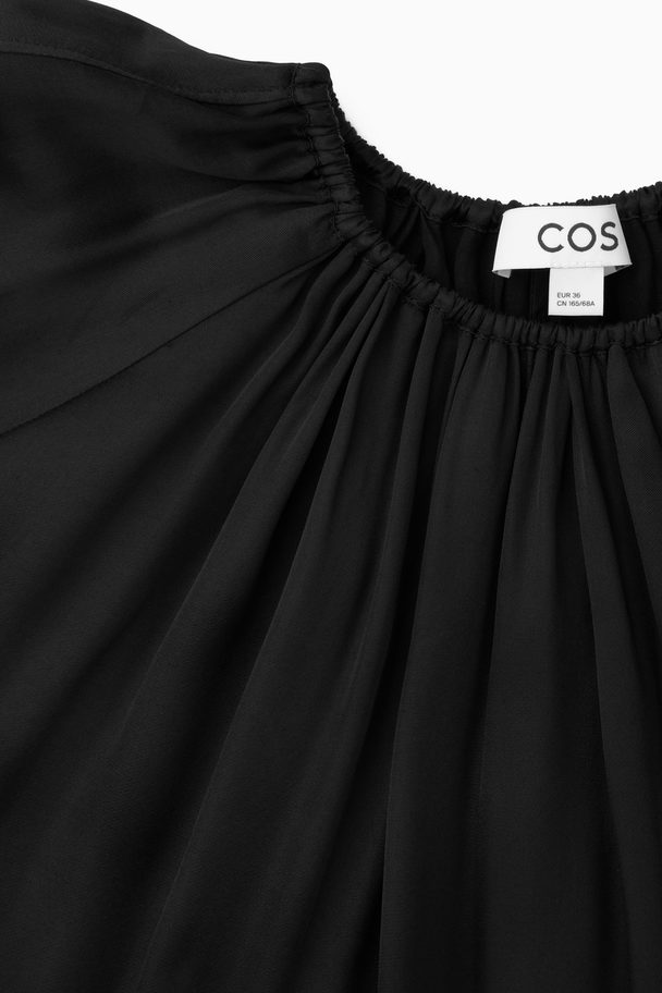 COS Floaty Gathered Midi Dress Black