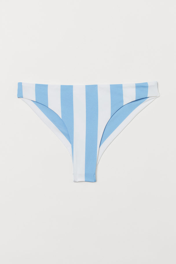H&M Brazilian Bikini Bottoms Light Blue/white Striped
