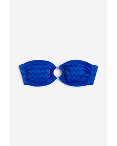 Wattiertes Bandeau-Bikinitop Knallblau