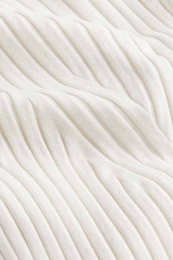 H&M One-Shoulder-Kleid aus Rippstrick Weiß