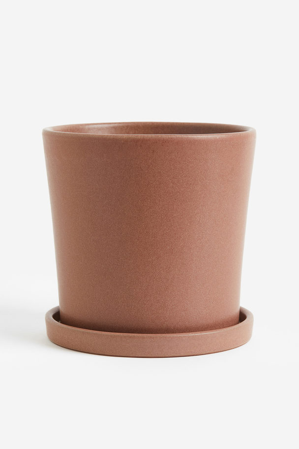 H&M HOME Plant Pot And Saucer Brown