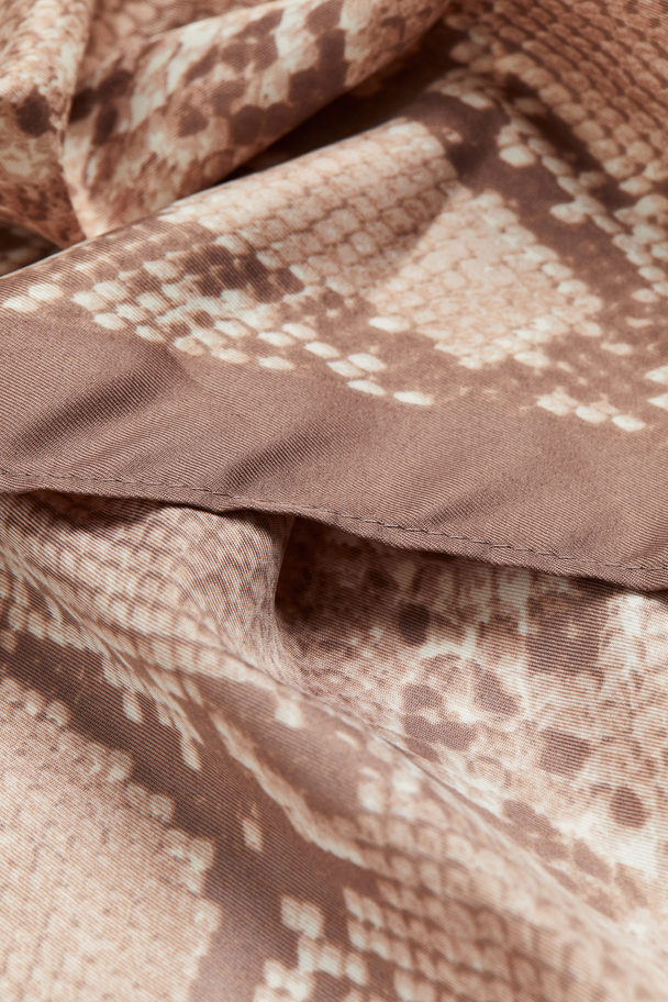 H&M Satin Scarf Dark Beige/snakeskin-patterned