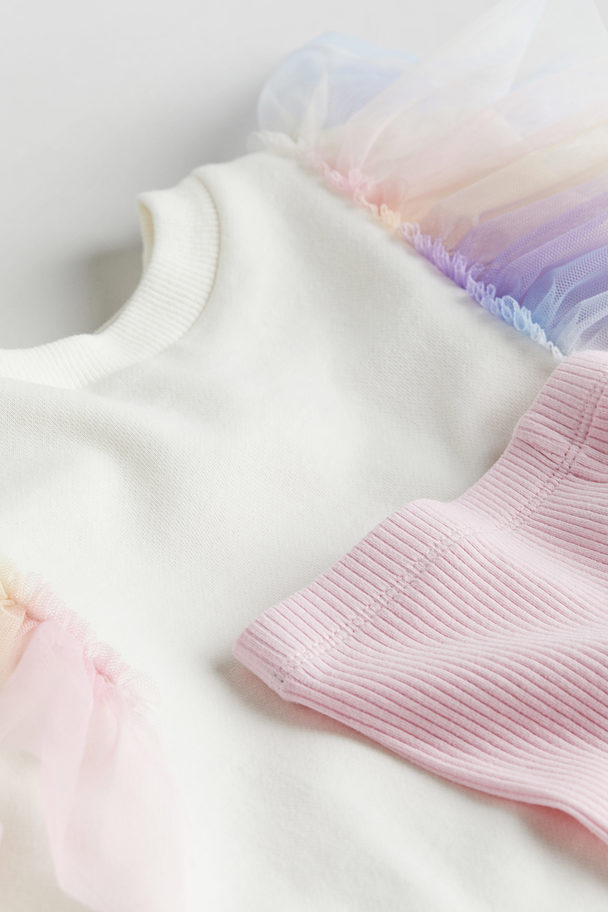 H&M 2-piece Sweatshirt And Cycling Shorts Set White/light Pink