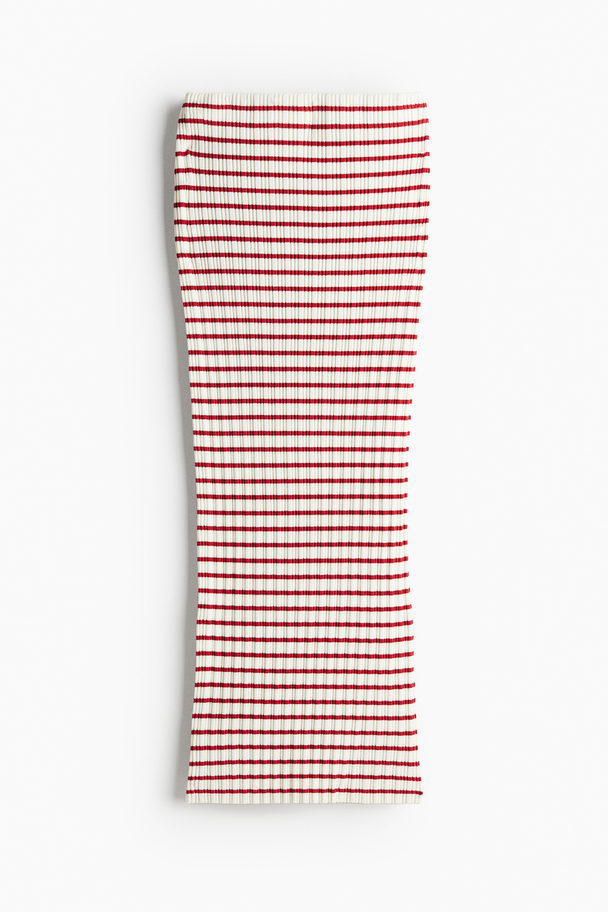 H&M Rib-knit Pencil Skirt White/red Striped