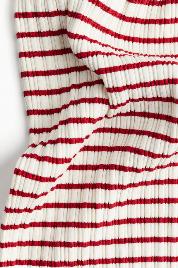 H&M Rib-knit Pencil Skirt White/red Striped