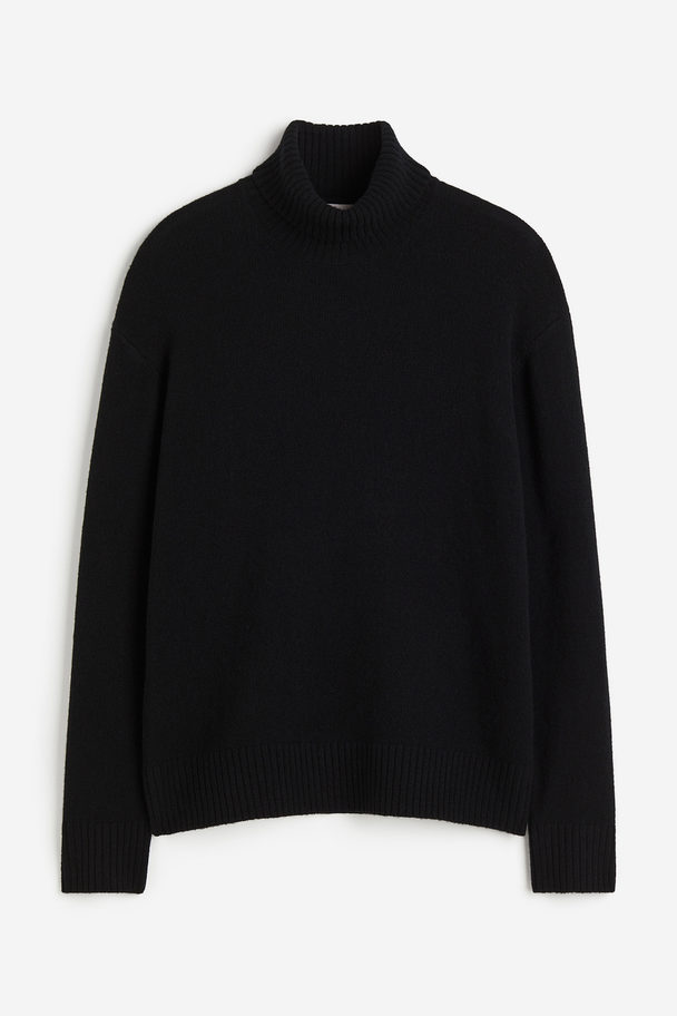 H&M Loose Fit Wool Polo-neck Jumper Black