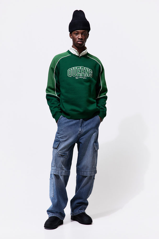 H&M Sweater Met Borduursel - Relaxed Fit Groen/queen