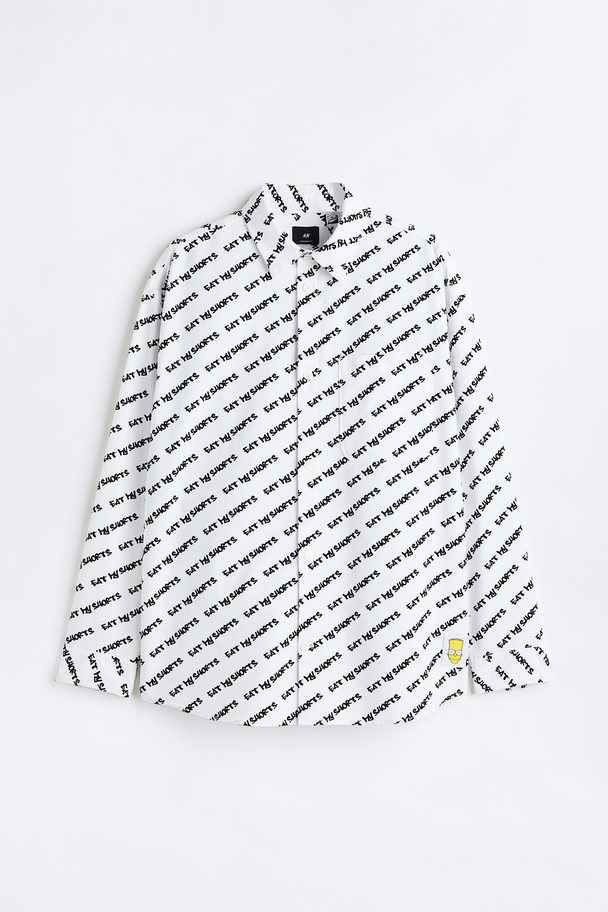 H&M Oversized Fit Oxford Shirt White/the Simpsons